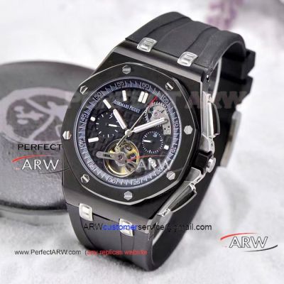 Perfect Replica Audemars Piguet Royal Oak Offshore Tourbillon Watch All Black